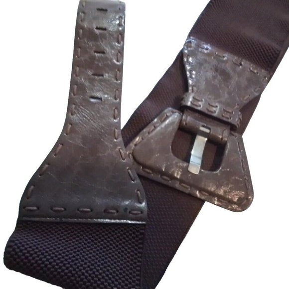 Bukkle Big Brown Strech Thick Bealt Woman Vintage 39"full Lenth Be3 - Picture 1 of 2